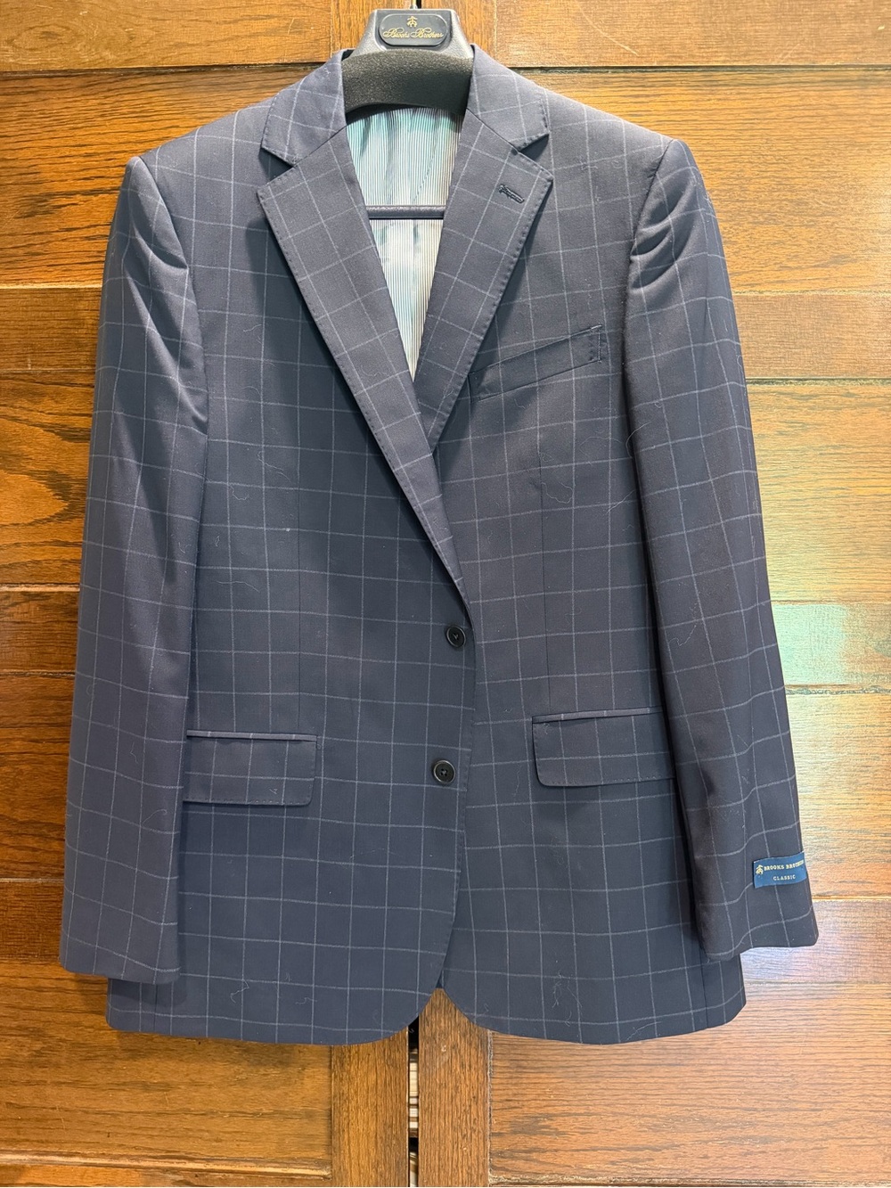 NWT Brooks brothers 42R wool classic explorers collection Windowpane Navy Blazer